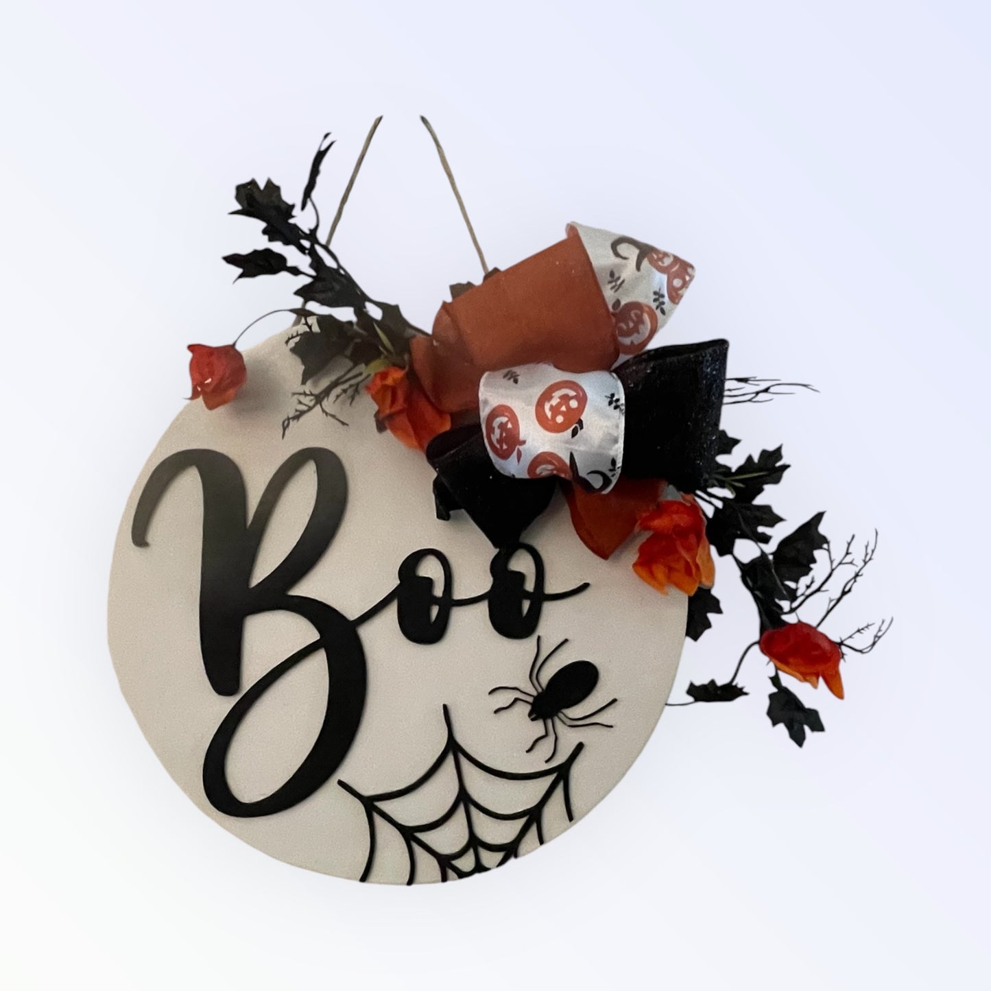 Halloween Door Hanger - Round Wooden Sign