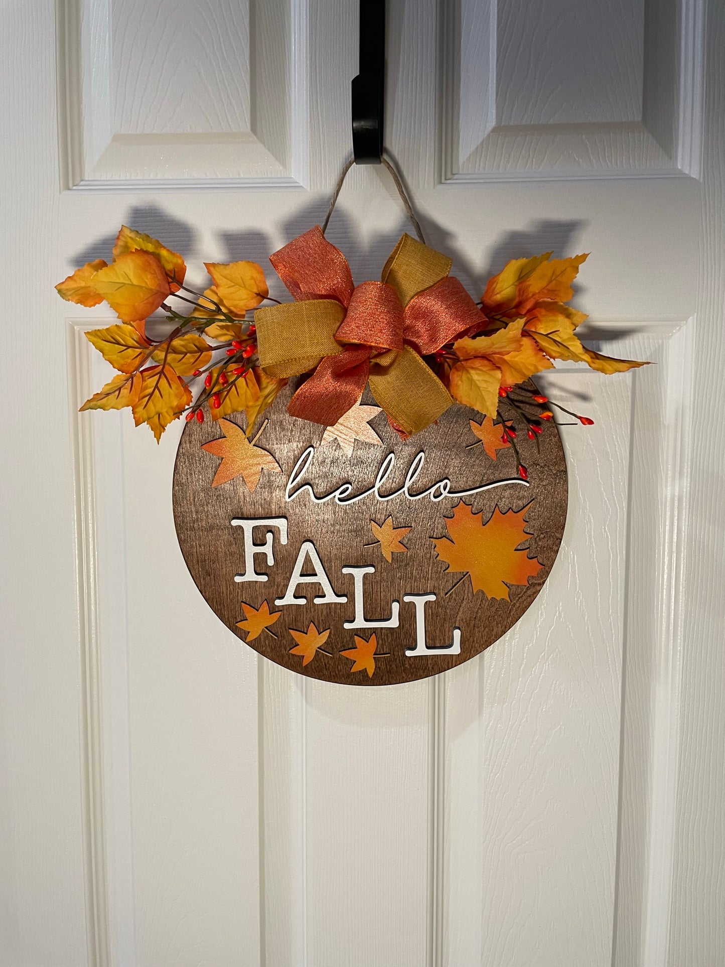 Fall Door Hanger- Round Wooden Sign