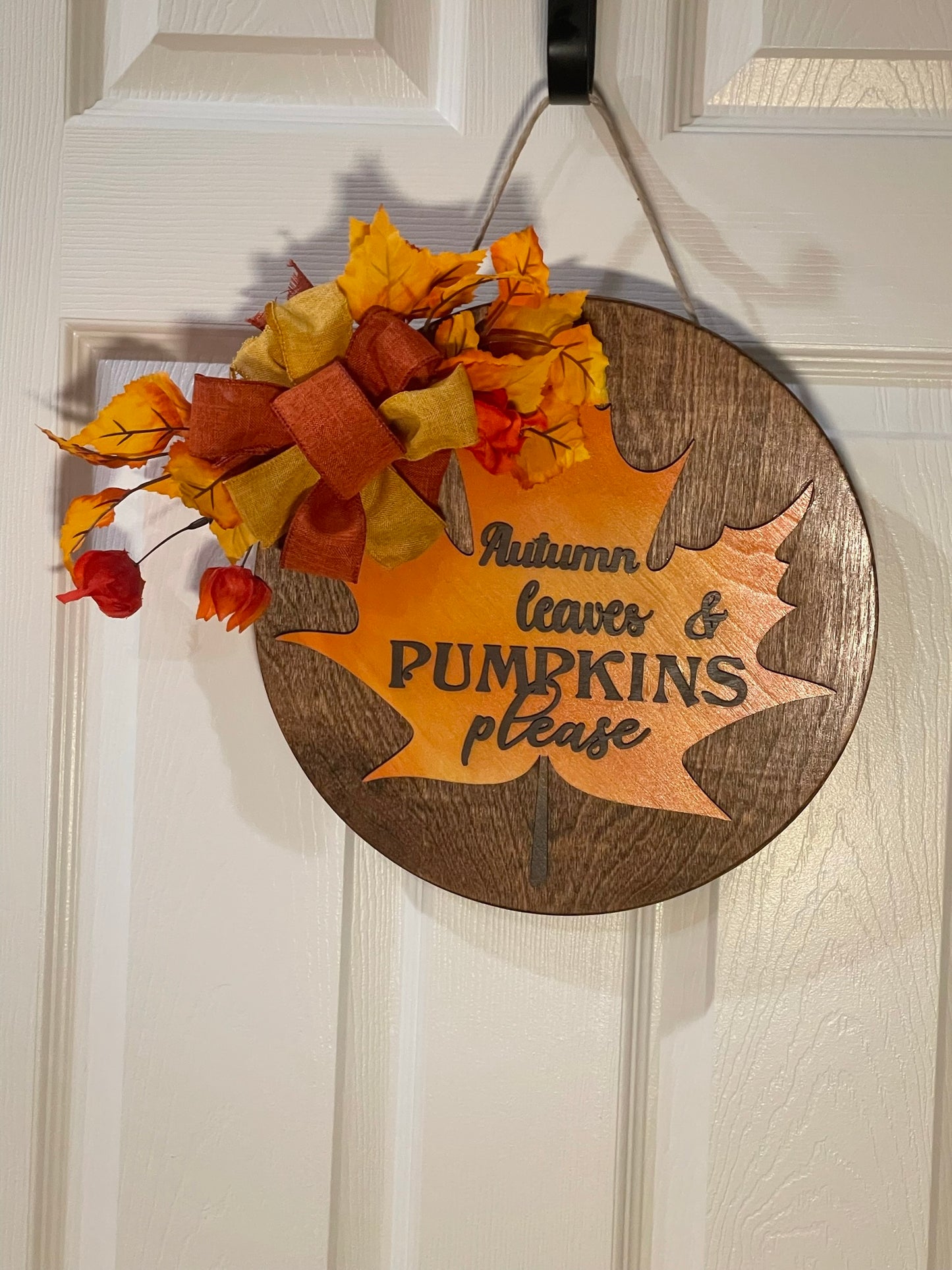 Fall Door Hanger- Round Wooden Sign