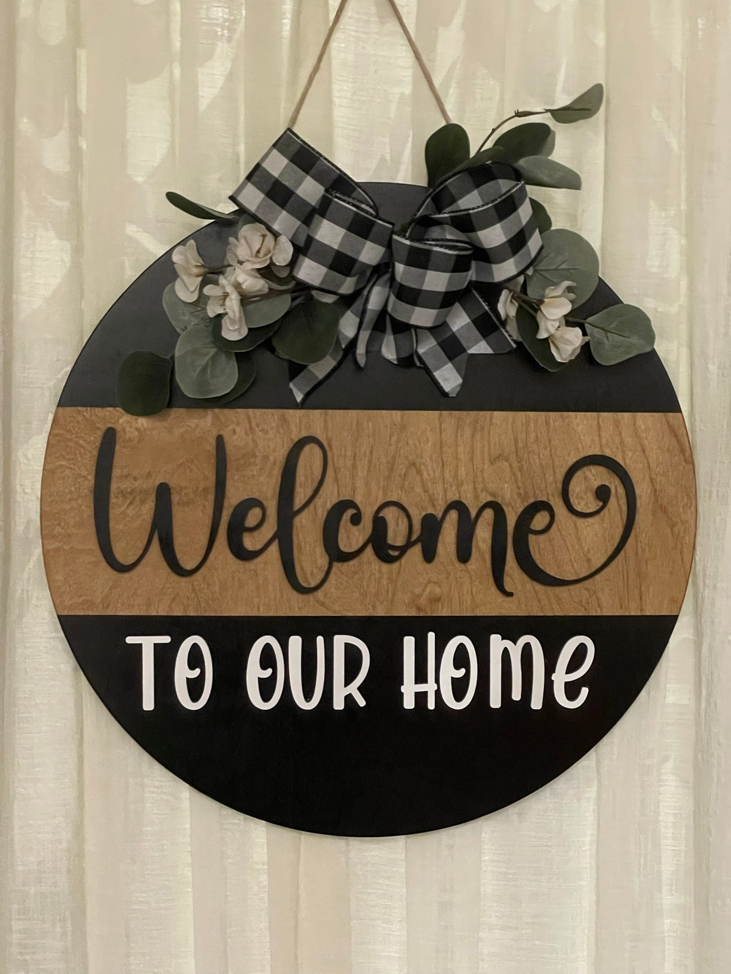 Home Decore Door Hanger - Round Wooden Sign