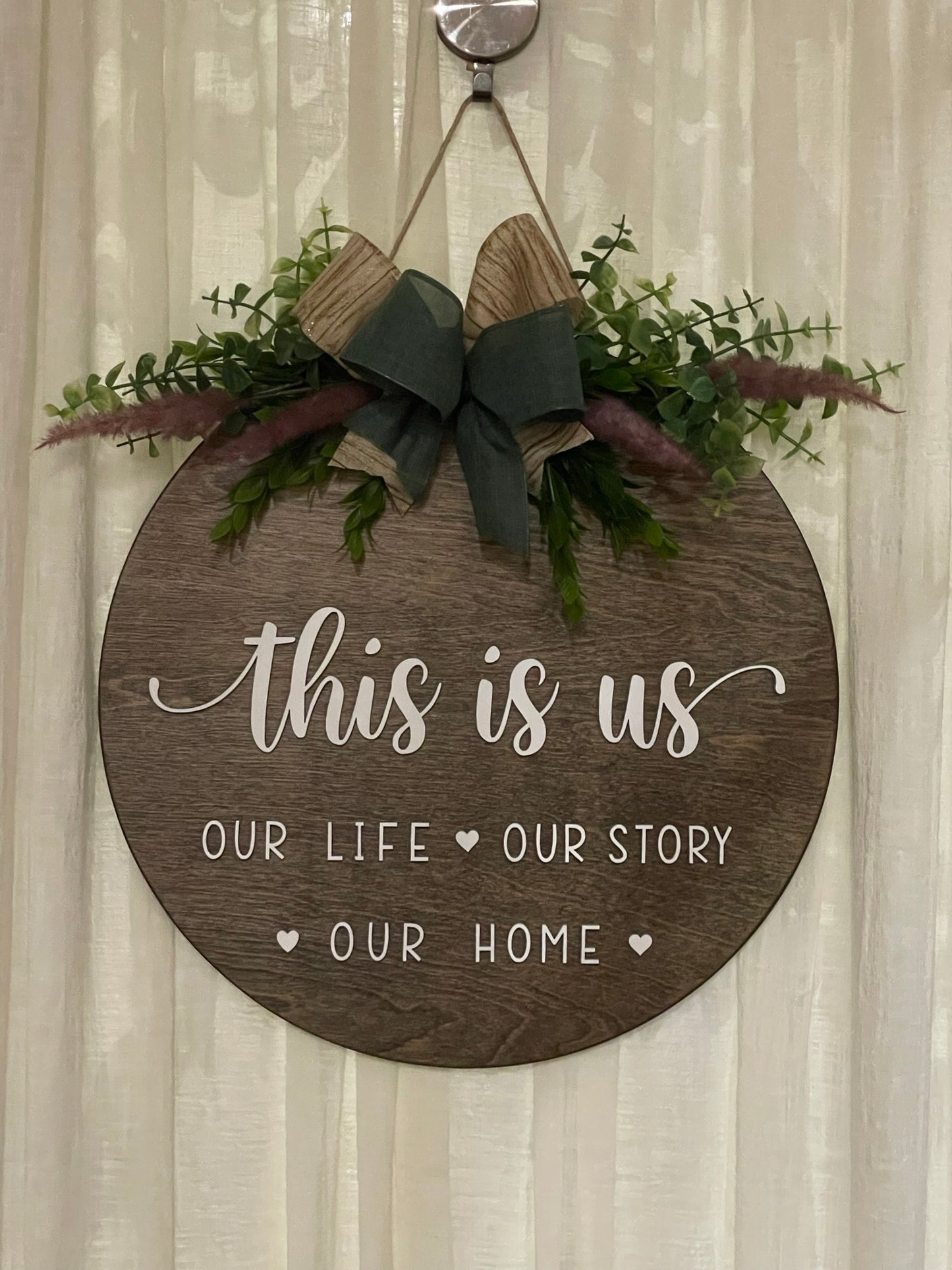 Home Decore Door Hanger - Round Wooden Sign